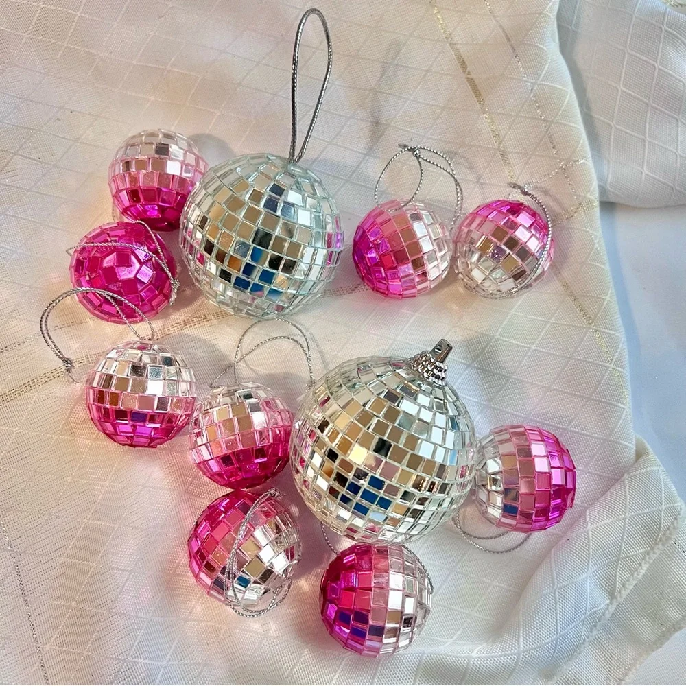 Retro Party Decoration, Vintage Pink Ornaments, Retro Decor, Silver Pink Decor
